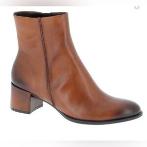 ECCO Danish Design Leather Ankle Boots Cognac Brown Block Heel EU37